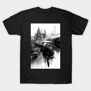 Ink Train Gothic Black White Surrealism T-Shirt